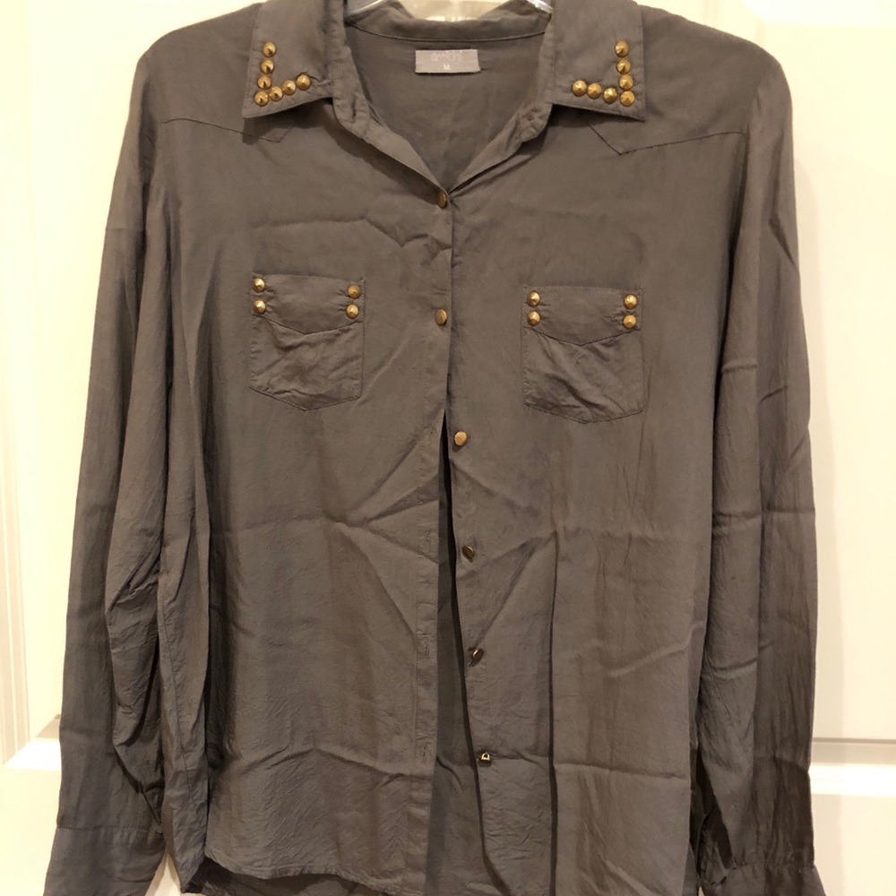 Army Green/Grayish color blouse button down